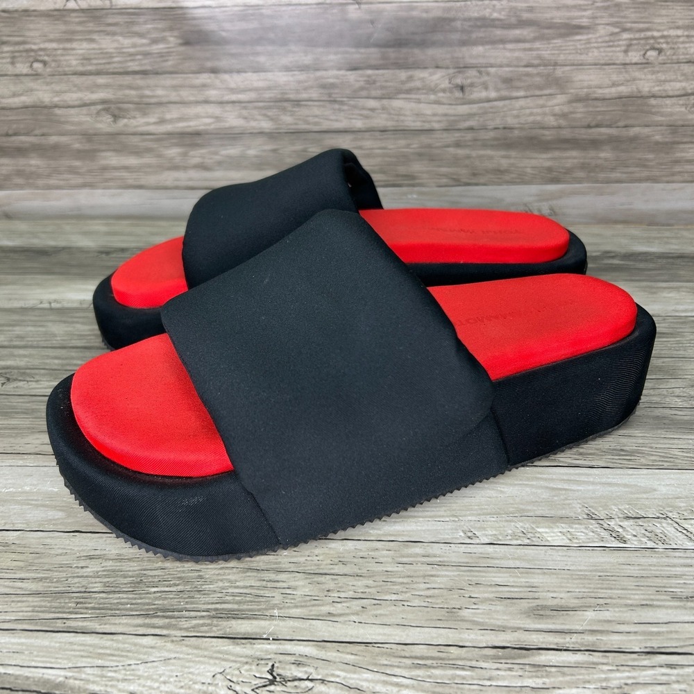 Adidas Y-3 Slides Yohji Yamamoto Black Red Slide Sandals Platform Size 8 Mens